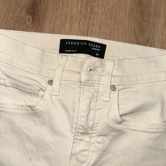 Veronica Beard Carson High Rise Ankle Flare Ecru Jeans Size 25 - Picture 9 of 14
